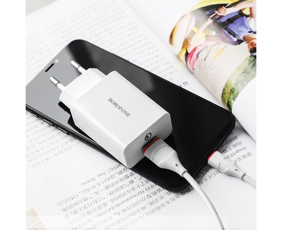  Сетевое зарядное устройство BOROFONE BA21A Long journey 1xUSB с Кабелем USB - Micro, 3A, 18W, белый 