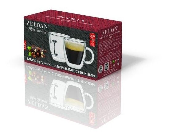  Набор Zeidan Z-1015 из двух стеклянных чашек с двойными стенками 280мл. 