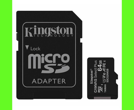  Карта флэш-памяти MicroSD 64 Гб Kingston Canvas Select Plus UHS-1, A1+ SD адаптер (205117) 