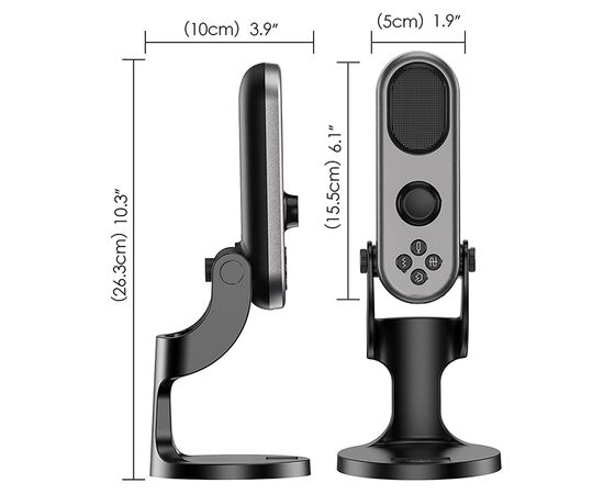  Микрофон универсальный кардиоидный JMARY MC-PW7, Type-C+Lightning+Jack 3.5mm, черный 