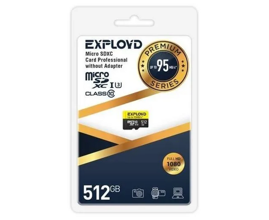  MicroSDXC  512GB  Exployd Class 10 Premium UHS-I U3 (95 Mb/s) без адаптера 