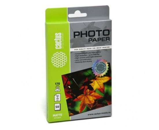  Фотобумага Cactus CS-MA617050 10x15/170г/м2/50л/белый матовое для струйной печати 