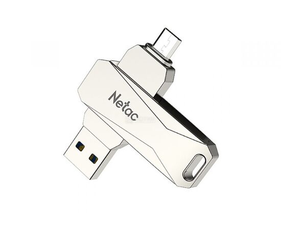  USB 3.0  16GB  Netac  U381 Dual  серебро (USB 3.0/3.1 + MicroUSB) 