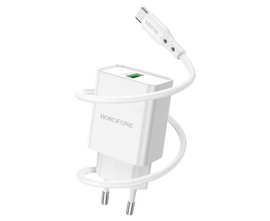 Сетевое зарядное устройство BOROFONE BN5 Jingrui single 1xUSB с Кабелем Type-C, 3.0A, 18W, белый 
