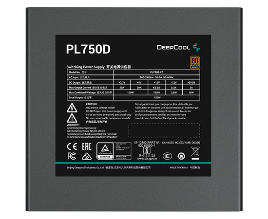  Блок питания Deepcool PL750D (ATX 3.0, 750W, PWM 120mm fan, Active PFC+DC to DC, 80+ Bronze) RET 