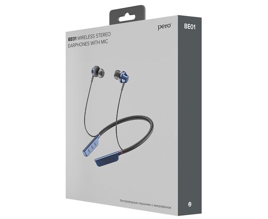  Беспроводные наушники PERO BE01 Blue, вакуумные 