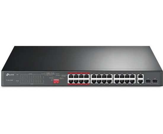  Коммутатор TP-Link (TL-SL1226P) 24x100Mb 2G 24PoE+ 250W неуправляемый 
