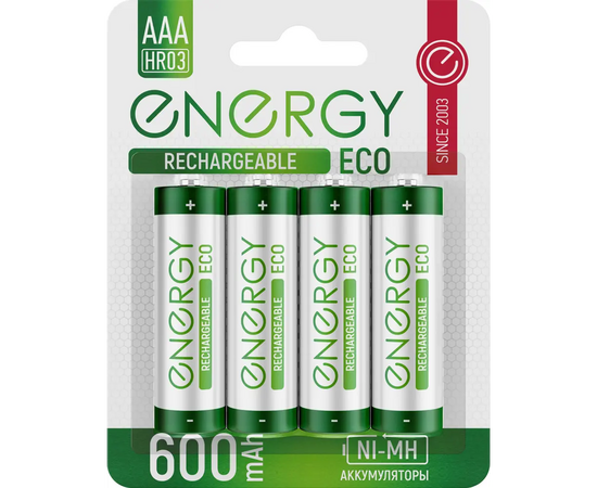 Аккумулятор Energy Eco NIMH-600-HR03/2B (АAА) (2/24/288) 