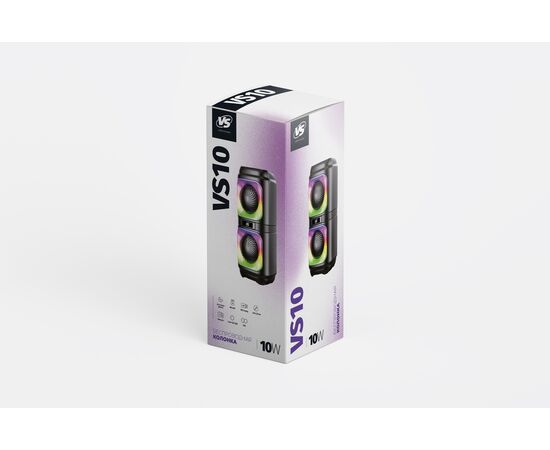  BT колонка  с  динамической подсветкой VS 204-01 LED, FM, MP3 USB/TF, JACK, TWS, 10 Вт, черная 