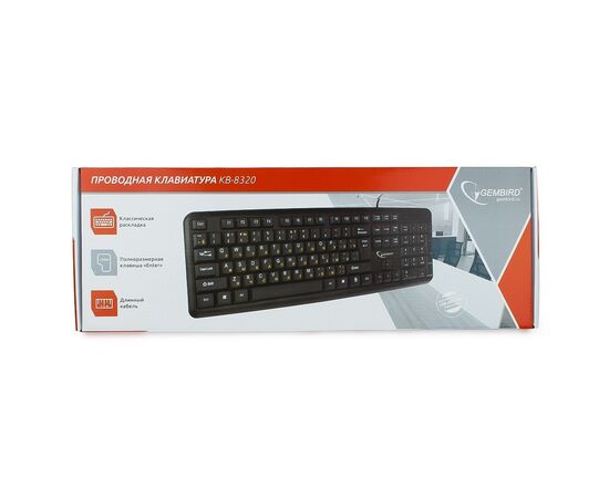  Клавиатура Gembird KB-8320U-BL Black, USB, 104 клавиши 