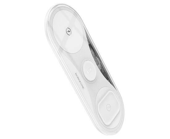  Беспроводное зарядное устройство BOROFONE BQ19 Powerful 3-in-1 для iPhone+Airpods+Apple Watch, 3A, 5W/7.5W/10W/15W, белый 