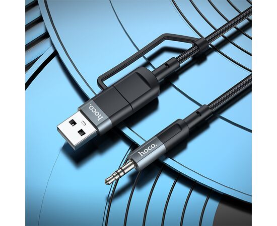  Аудиокабель HOCO UPA23 AUX Jack 3.5 (m) - USB (m) / Type-C (m), 1 м, серый металлик 