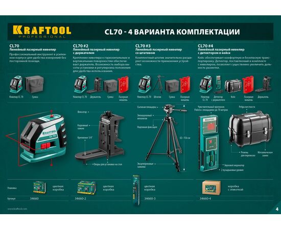  Нивелир лазерный Kraftool 34660-3 цв.луч. красный 2луч. 