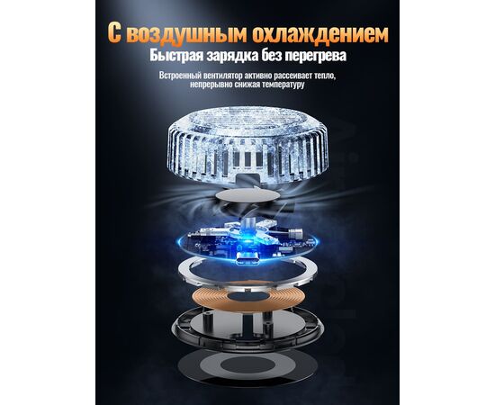  Беспроводное ЗУ HOCO CW57 Air-cooled 15W magnetic wireless fast charger (черный) 