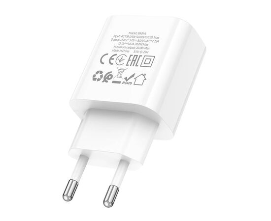  Адаптер Сетевой Borofone BA81A PD Type-C 20W (white) (225519) 