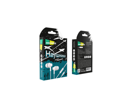  Наушники вакуумные AUX разъём с МК без рег.громкости длина 1.1м More Choice G38 (White) 