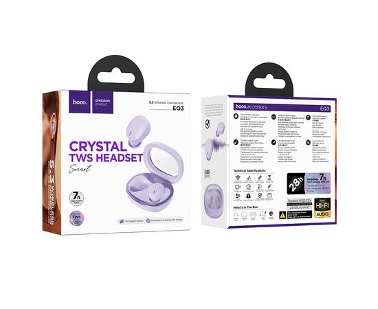 Bluetooth-наушники беспроводные вакуумные Hoco EQ3 Smart (Purple) 
