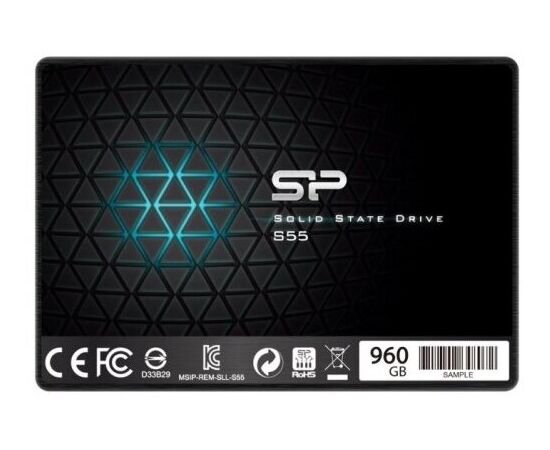  Внутренний SSD  Silicon Power  960GB  S55, SATA-III, R/W - 550/500 MB/s, 2.5", PS3108, TLC 