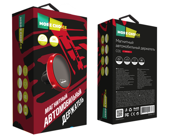  Держатель авто магнитный More Choice C01 (Red) 