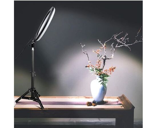  Кольцевая лампа M-33 с пультом на проводе, диаметр 33см, в коробке (White) 