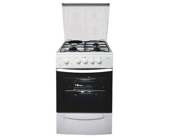  Плита Комбинированная Darina F KM 341 323 W белый реш.сталь, 85x50x56см, конфорики 3 газ. 1 эл., духовка 50л 