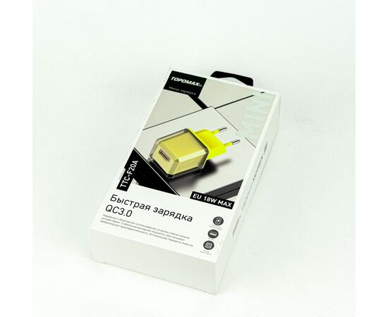  СЗУ TOPOMAX TTC-F20A micro QC 3.0, Fast Charger, USB-A, 18W + cabel micro (желтый) 