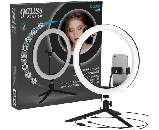  Кольцевой осветитель GAUSS RL003 Ring Light 15W 800lm, 30см 