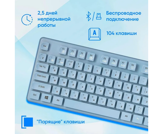  Комплект клавиатура и мышь Oklick S265W USB голубой 
