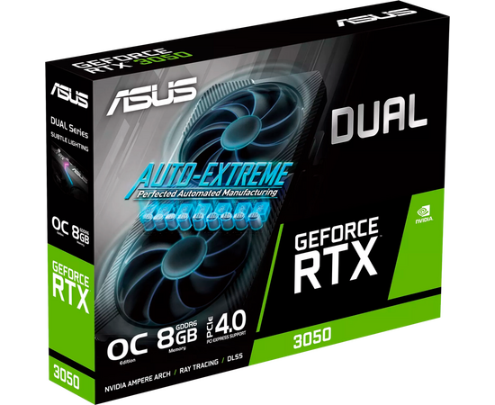 Видеокарта Asus Nvidia GeForce RTX 3050 (Dual-RTX3050-O8G-V2) PCI-E 4.0 8192Mb 128 GDDR6 1822/14000 HDMIx1 DPx3 HDCP Ret 