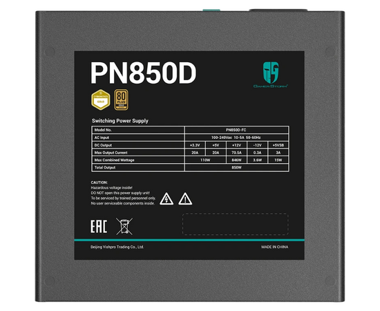  Блок питания Deepcool GamerStorm PN850D (GS PN850D) (ATX 3.1, 850W, PWM 120mm fan, Active PFC, 80+ Gold, Gen5 PCIe) RET 