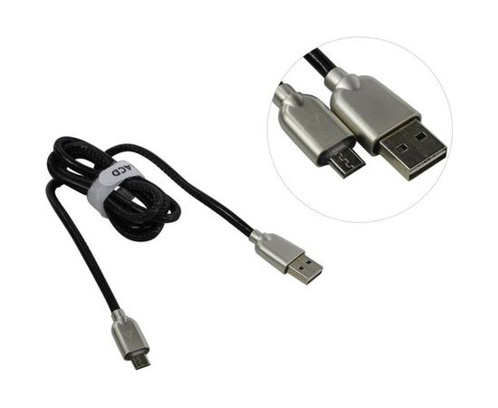  Дата-кабель ACD-Allure ACD-U926-M1B Micro кожаный 1м черный 