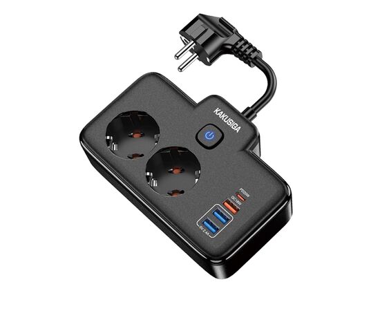  Сетевой фильтр KAKUSIGA KSC-1254 2 розетки 3 USB 1 USB-C Black 