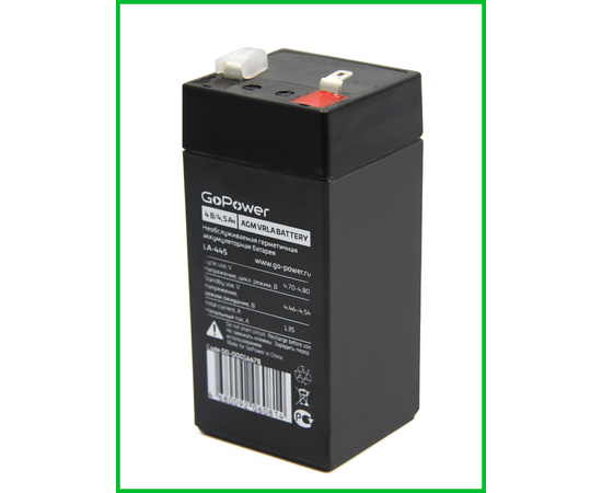  Аккумулятор свинцово-кислотный GoPower LA-445 4V 4.5Ah (1/20) 