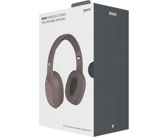  Наушники беспроводные PERO BH04 (PWH-BH04BR) Brown, полноразмерные 