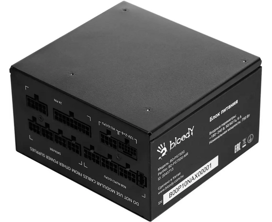  Блок питания BLOODY BD-PS750G (BD-PS750G-MR), 750Вт, 120мм, черный, retail 