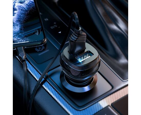  Адаптер Автомобильный с кабелем Hoco Z40 Superior 2USB/5V/2.4A +lightning (black) (202566) 
