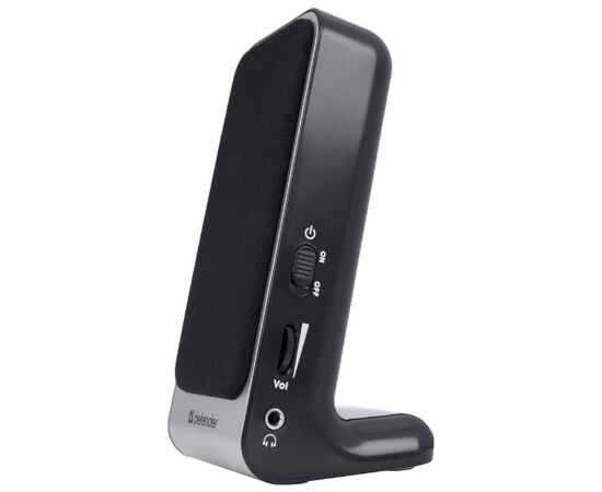  Defender SPK-225 , 2.0, 1x2 Вт,USB, пластик, черные/серебро 