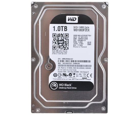  HDD 3.5" 1.0TB 7200rpm SATA3 64MB WD Black (WD1003FZEX) макс. быстродействие для сложных задач, VCT (Vibration Control Technology) 