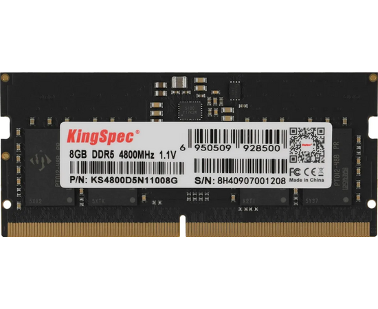  ОЗУ Kingspec KS4800D5N11008G DDR5 8GB 4800MHz RTL PC5-38400 CL40 DIMM 288-pin 1.1В single rank Ret 