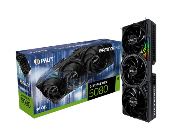  Видеокарта Palit GamingPro nVidia GeForce RTX5080 16GB (NE75080019T2-GB2031A) PCI-E GDDR7 256b, HDMI DPx3 