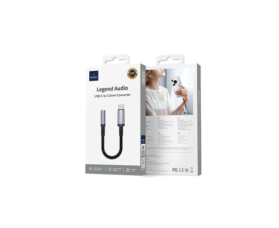  Адаптер AUX 3,5 - Lightning WiWU Wi-C047L , 15см (Black) 