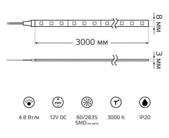  Лента светодиодная Gauss Basic BT002 3м 