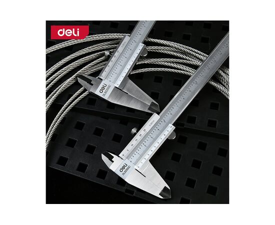  Штангенциркуль Deli DL92150C 150мм, нерж, метрическая/дюймовая шкала, кейс 