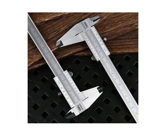  Штангенциркуль Deli DL92150C 150мм, нерж, метрическая/дюймовая шкала, кейс 