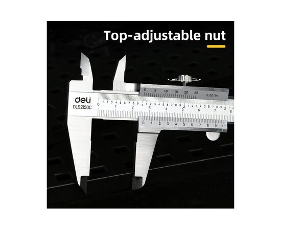  Штангенциркуль Deli DL92150C 150мм, нерж, метрическая/дюймовая шкала, кейс 