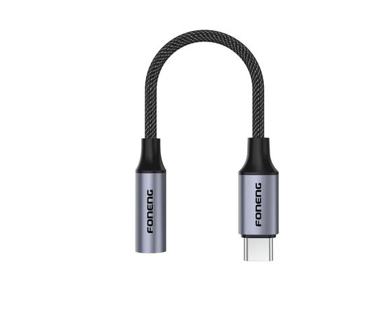  Адаптер AUX 3,5 - Type-C Foneng BM30, 14см (Metal Gray) 