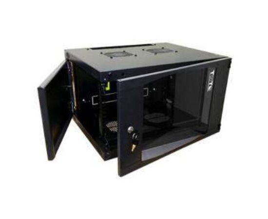  Шкаф коммутационный Lanmaster TWT-CBWNG-6U-6X6-BK черный 6U 550x600мм пер.дв.стекл 60кг 