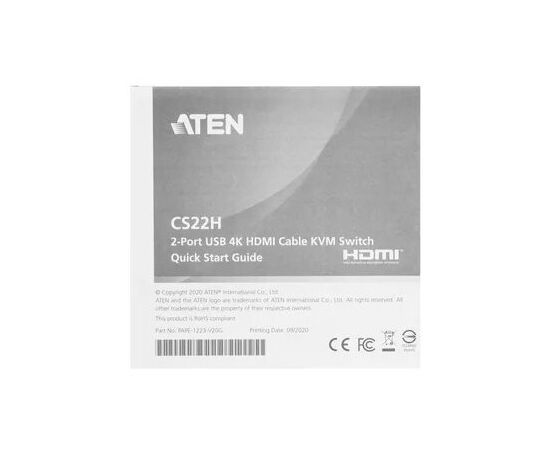  KVM-переключатель Aten CS22H-AT 2-Port USB 4K HDMI Cable KVM Switch 