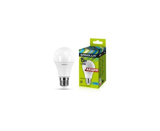  Лампочка Ergolux LED-A60-15W-E27-4K 